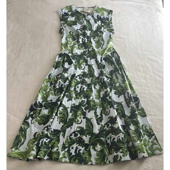 Maeve Cap Sleeve Drop Sleeve Waist Midi Dress Sz Lg Green - Picture 2 of 10